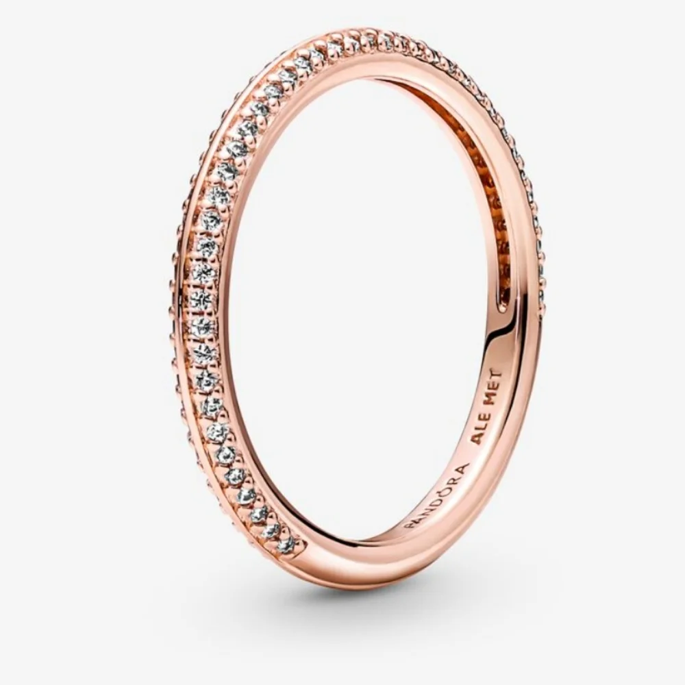 Pandora Rose Gold Pavé Stackable Ring with Clear Stones